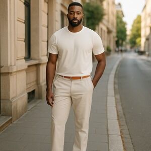 DOCKERS Men's Khaki Chino Pants 50x30 Flat Front Beige Casual Slacks Big & Tall